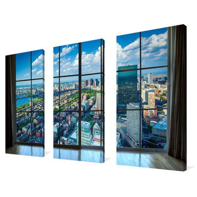 «Back Bay, In Boston, Massachusetts Window», ensemble de 3 impressions sur toile