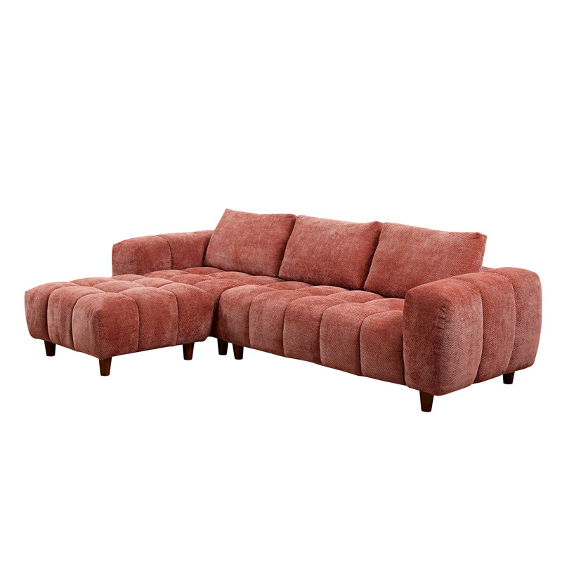 Canapé modulaire convertible en L 111,81 po, plus confortable avec canapé en L, moderne, Tissu caramel
