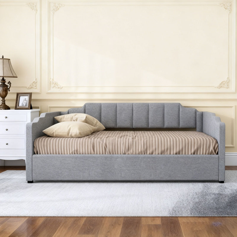 Upholstered Daybed with Underneath Storage, Gray