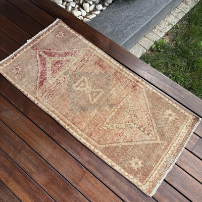 Tapis turc noué à la main en oushak beige pour la décoration de portes et de vestibules modernes