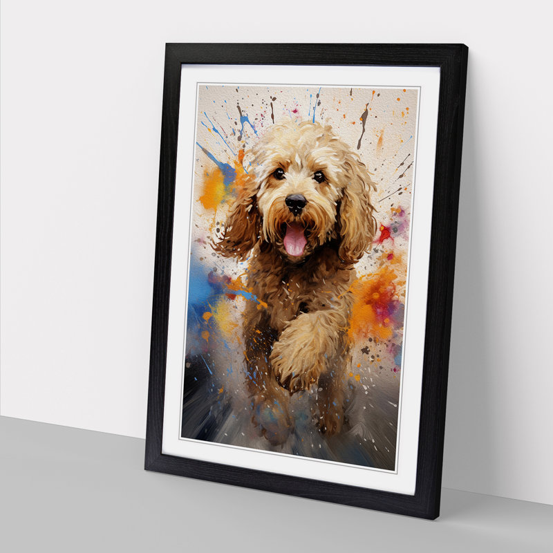 Cockapoo Action - Framed Print, 34cm H x 25cm W x 2cm D, Black Framed