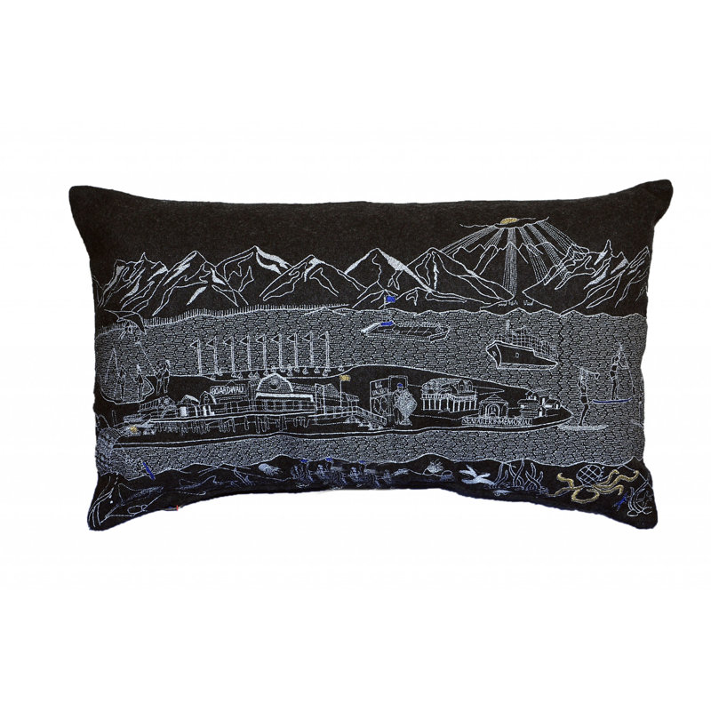 Coussin lombaire 24 po London Nighttime Skyline, Noir / gris