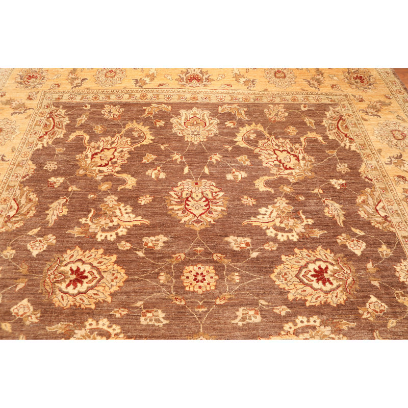 Tapis en laine noué la rouille/brun 8 pi 1 po x 9 pi à la main one-of-kind Bayless