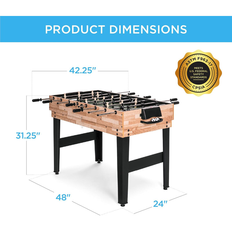 Natural 2x4ft 10-in-1 Combo Game Table with Foosball and Pool