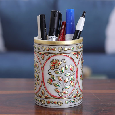 Handmade Utopian Space Marble Pen Holder