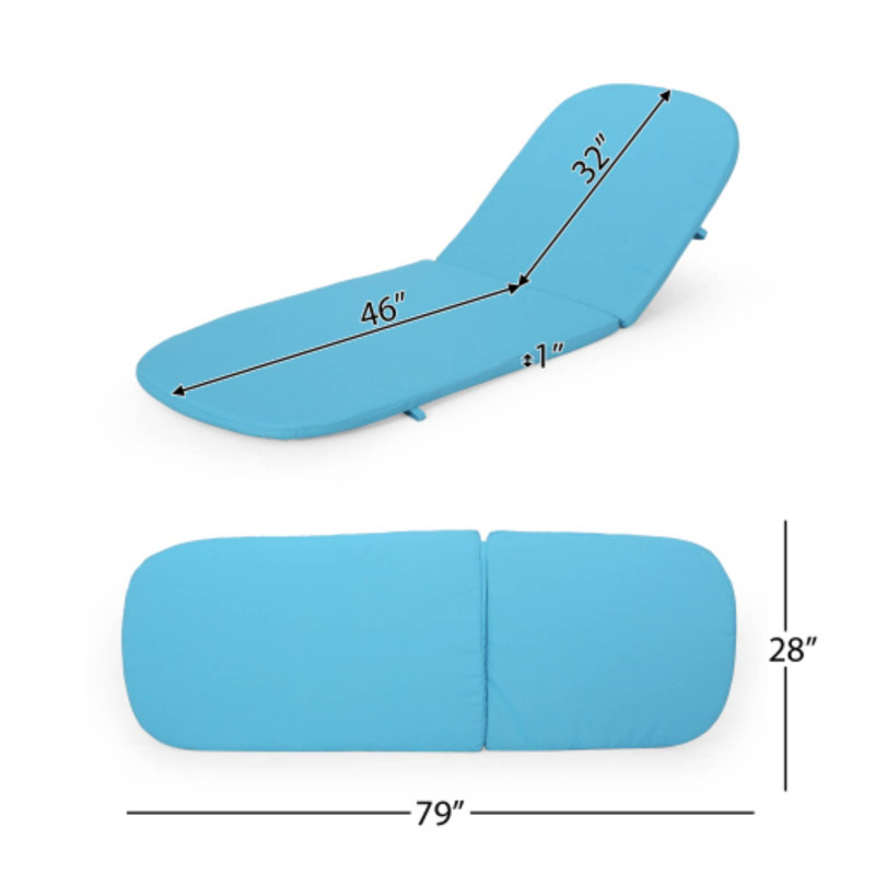 Coussin de chaise longue bleu, 2, Bleu