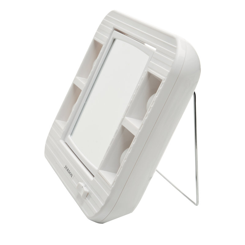 Lighted Tabletop Magnified Makeup Mirror, Plug In or Battery Operated