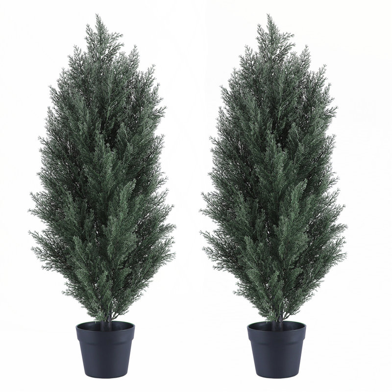 35.4"H artificial green pine tree 2pcs/set, 35.4" x 7.9"