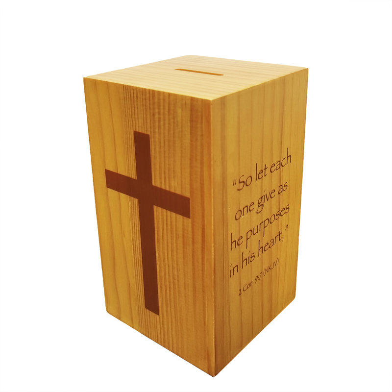 4x4x7" Mini PiggyBank Box, Wood Collection Donation Church Offering Coin Collection Fundraising