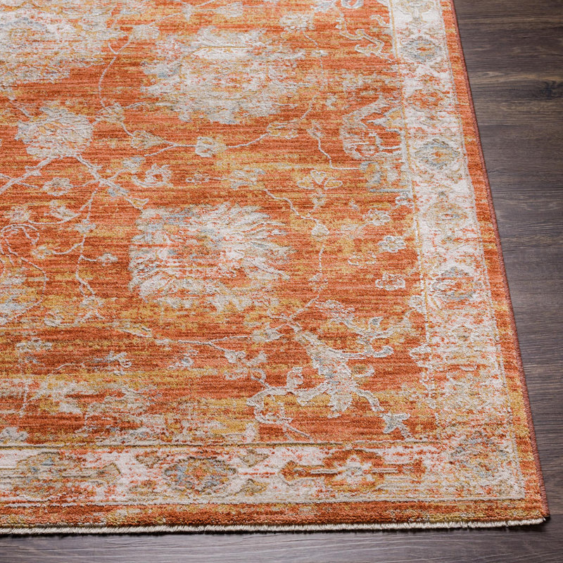 Tapis oriental orange brûlé Conlan, Tapis de couloir 2 pi 7 po x 10 pi