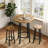 3 PCS Bar Table Set For 2, 23'' Wood Round Bistro Pub Dining Table With 2 Stools, Counter Height Table & Chairs Set For Small Space, Kitchen, Living Room