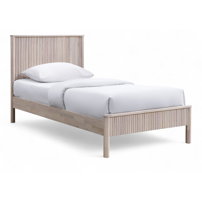 Lit en bois massif Odacia, Naturel, Simple
