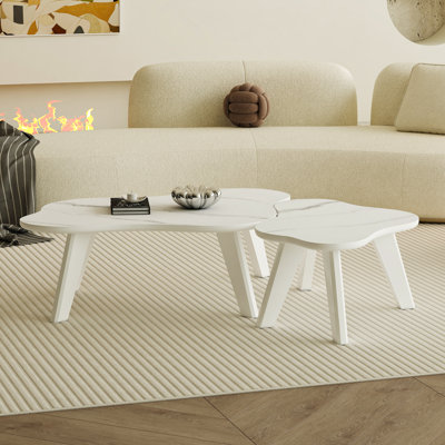  Table en bois aggloméré Cloud avec plateau blanc et bureau minimaliste moderne