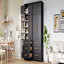 Grand garde-manger de style campagnard de 78,2 po avec 8 tablettes de porte, 1 armoire de rangement avec 3 tablettes réglables, 3 grands tiroirs, une armoire polyvalente pour la cuisine, la salle à manger et la salle de bain, noir cendré-131019330
