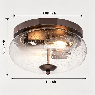 2-Light Flush Mount Ceiling Light with Seeded Glass Shade
