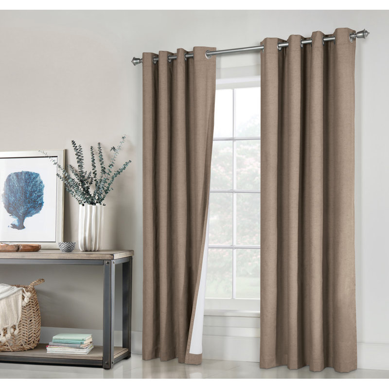 Harpa Solid Max Blackout Thermal Grommet Curtain Panels, 52" W x 63" L, Pebble