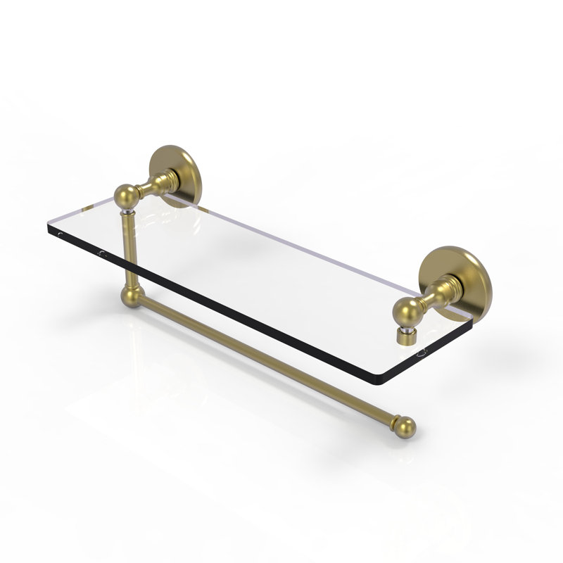 Dalston Bracket Shelf with Towel Bar, Satin Brass