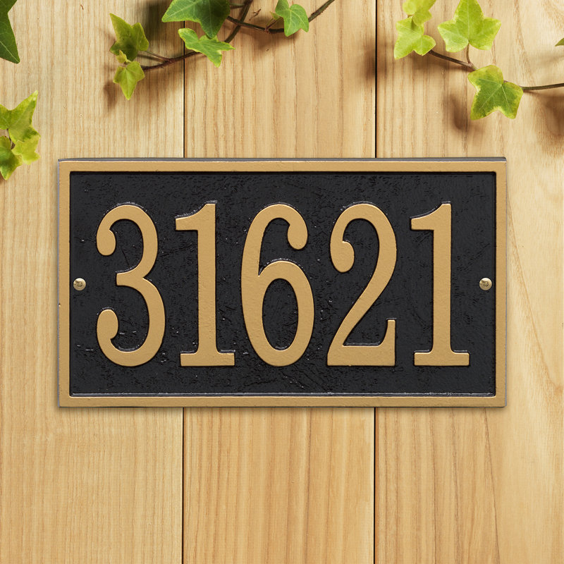 Fast and Easy 1-Line Wall Number Plaque, Black/Gold, Yes