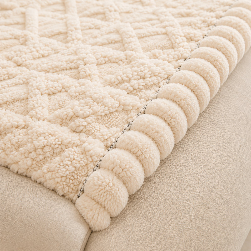 Housse de coussin moelleuse 3D Diamond, 27,6 po x 82,7 po, off‑white