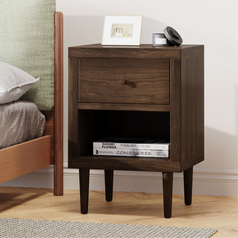 1 table de chevet gracieuse de style Mid-Century, Walnut