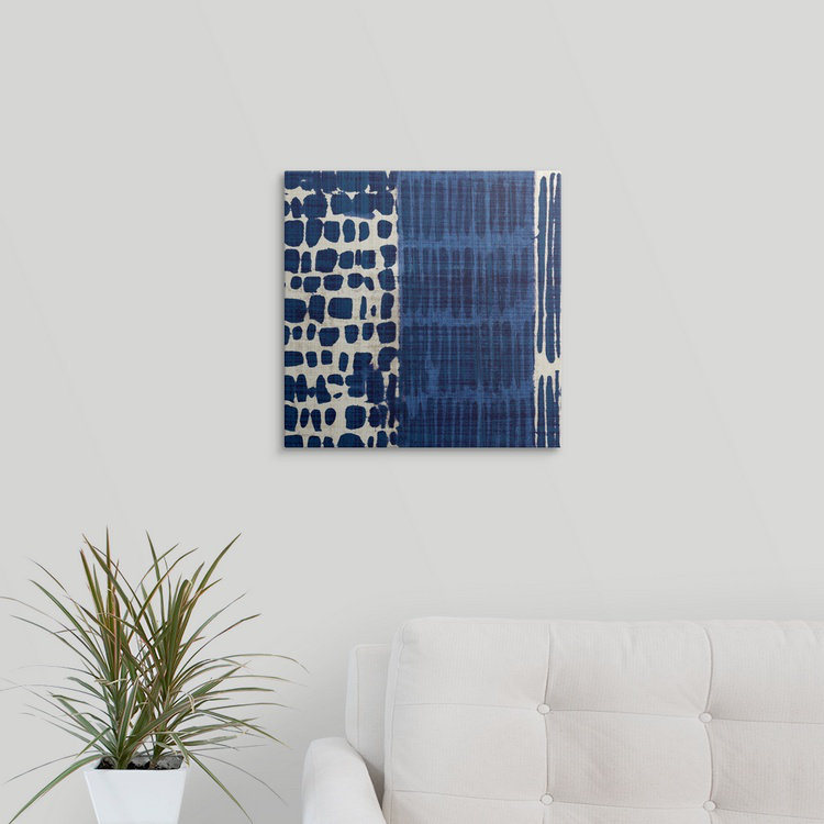 « i », reproduction d’art Indigo Batik, H 16 po x l 16 po x P 1,5 po, Toile