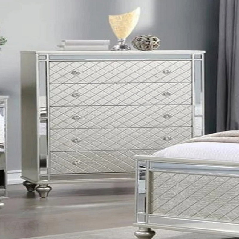 Commode de chambre à coucher à 5 tiroirs 1 pièce Glam