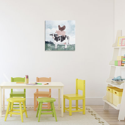 Toile d'animaux de ferme empilés en sourdine, design par Kim Allen