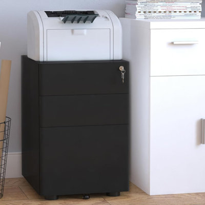 39 cm W 3 -Drawer Wheels / Casters included Mobile Steel Filing Cabinet