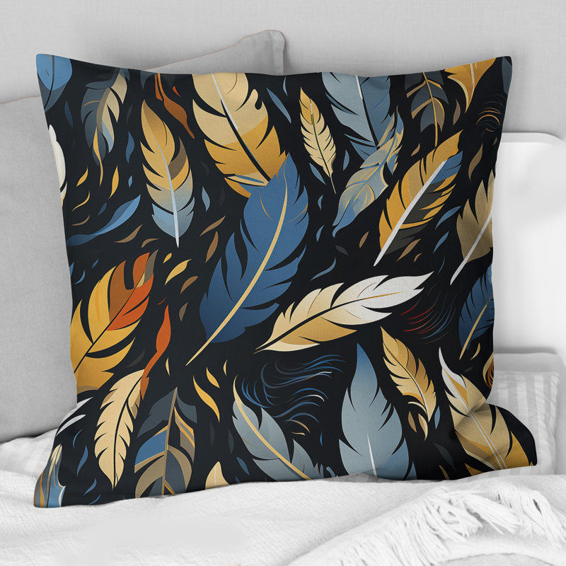 Feather Tribal Fusion I - Coussin décoratif imprimé, H 16 po x l 16 po