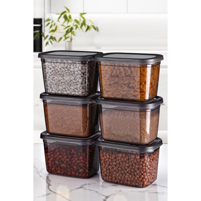 Durable Storage Box Set (6 Pieces), Anthracite Color, 3.5 x 4.9 x 5.7 inches | 100% BPA-Free Plastic, Dishwasher Safe | Ideal for Organizing Home, Office, and Kitchen - Space-Saving Design for Easy Access