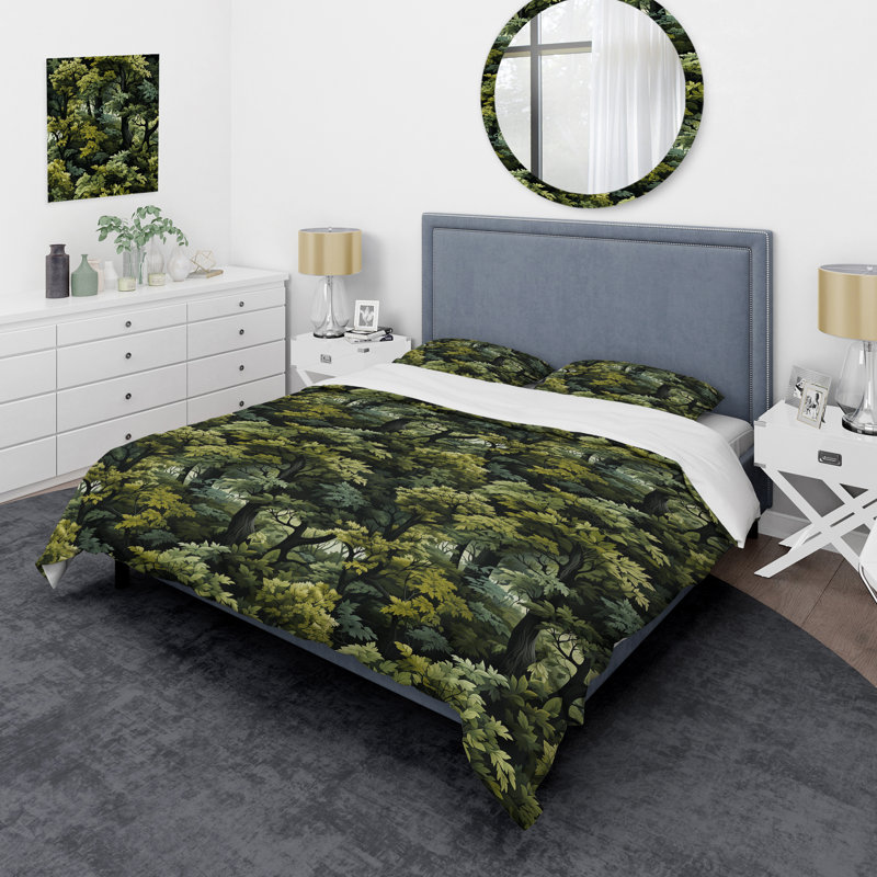 Ensemble de housse de couette Wilderness Forest, Housse de couette pour grand lit et 2 taies décor