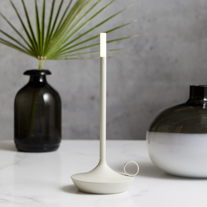 Candle-Inspired Portable Rechargeable Lamp - Wick, Mist Gray, 10.2" H x 4.7" W x 4.7" D