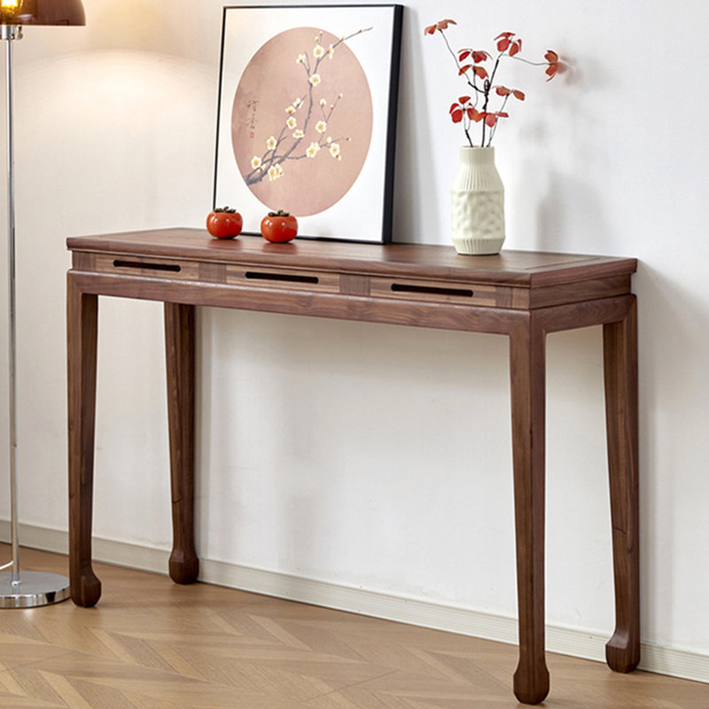 Modern simple rectangular brown console table, 31.9" H x 63" W x 13.8" D