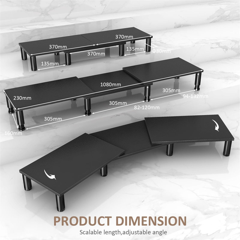 Manufactured Wood Monitor Stand, Black