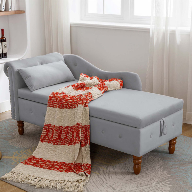 Modern And Comfy Style Chaise Lounge With A Pillow, For Indoor Use, Gris