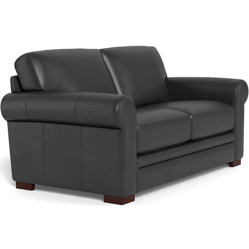 Brookfield 70'' Genuine Leather Rolled Arm Loveseat, Quartz