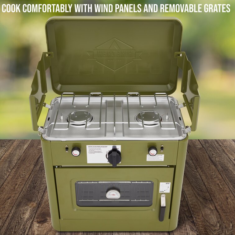 Choice Portable 5-Piece Cooking Kit with Butane Double Burner Range & 2  Pans - 16,000 BTU