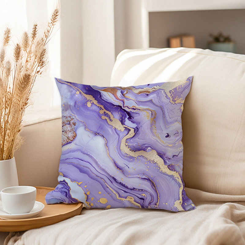 Animals William Morris Birds Damask Pattern I Cottage, 20" H x 20" W, Abstract Lavender Amethyst Crystals Marble V