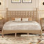 Grand lit plateforme en bois avec tête de lit en forme de gourde, lit plateforme de style rétro avec support à lattes en bois, naturel