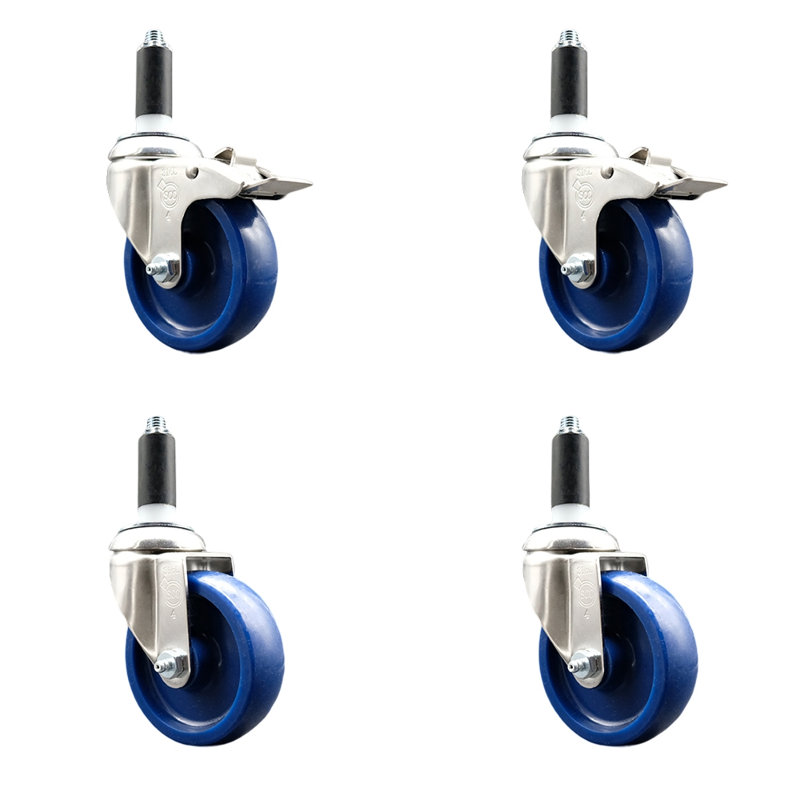 Ensemble de roulettes extensibles en poly massif avec 2 freins verrouillables, H 4 po x l 4 po