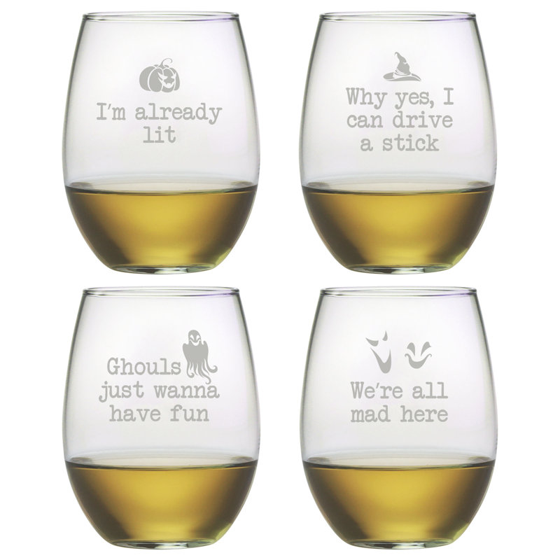Shingleton Ghoul's Night Out 4 pièces 21 oz. Ensemble de verres à vin sans pied