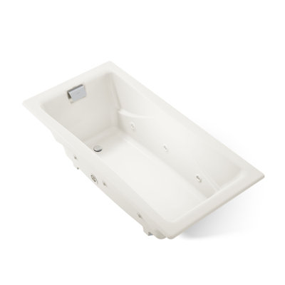 Tea-for-Two 72'' x 36'' Drop-in Whirlpool Cast Iron Bath with Heater