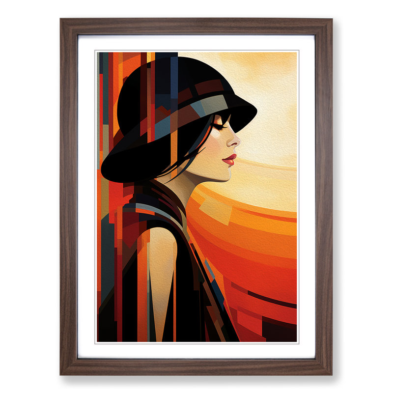 Single Picture Frame Print on Wood, Walnut Framed, 46cm H x 34cm W