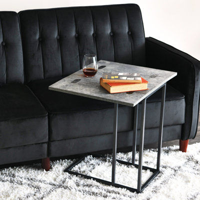 Gateshead Jamestown Extendable C-Shaped for Accessiblity Side End Table Mid Century Wood Grain and Metal