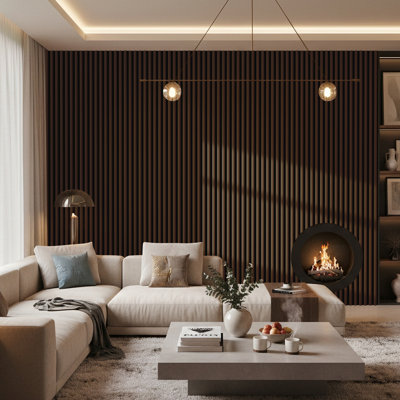 4-Piece 47.2" x 23.6" Half-Round Acoustic Wood Slat Wall Panels, Decorative Sound Absorbing Wall Panels for Home & Office