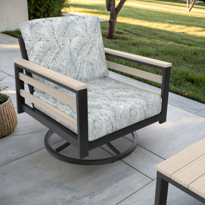 Chaise berçante d'extérieur en métal avec coussin Sunbrella Townsend