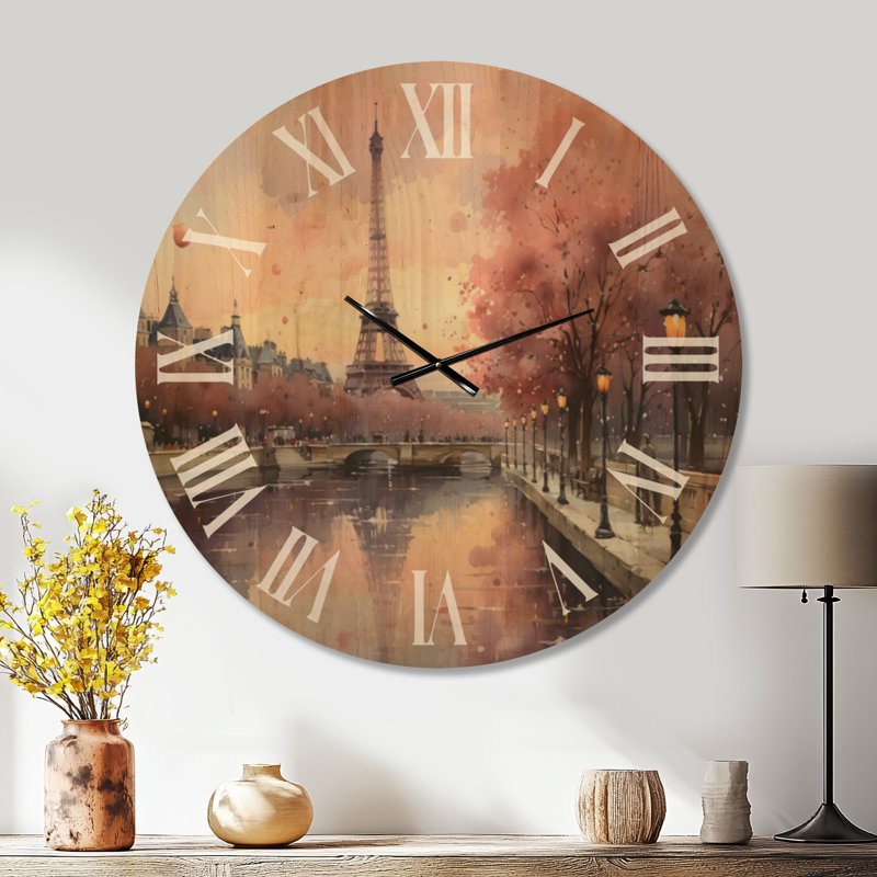 Horloge murale Twilight Rendezvous in Paris II - Grand amusement, Oversized