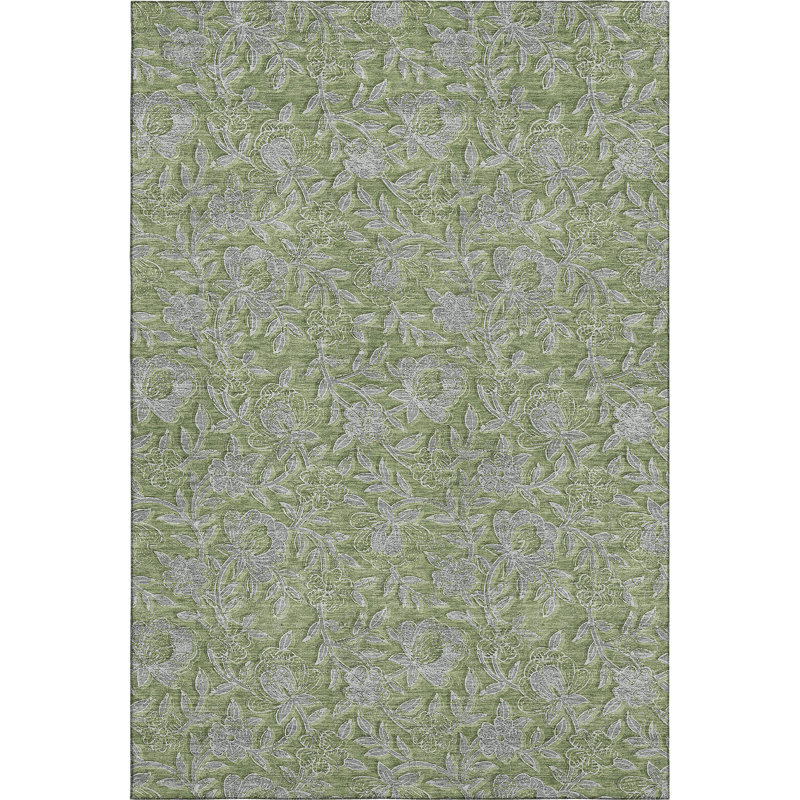 Premium Machine Washable Prisco Olive Rug, Rectangle 9' x 12'