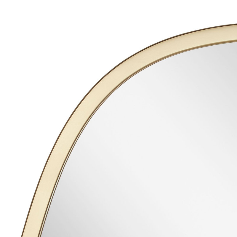 Amburgey 33-3/4" x 33-3/4" Asymmetrical Framed Bathroom Mirror, Satin Brass