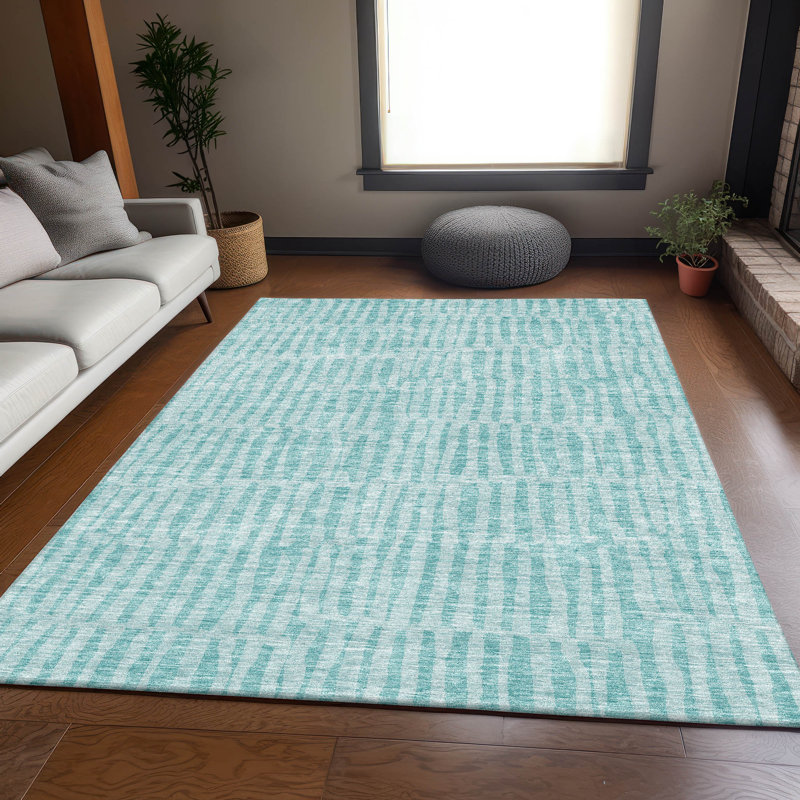 Tapis bleu sarcelle Premium Addington, Rectangle 10 pi x 14 pi